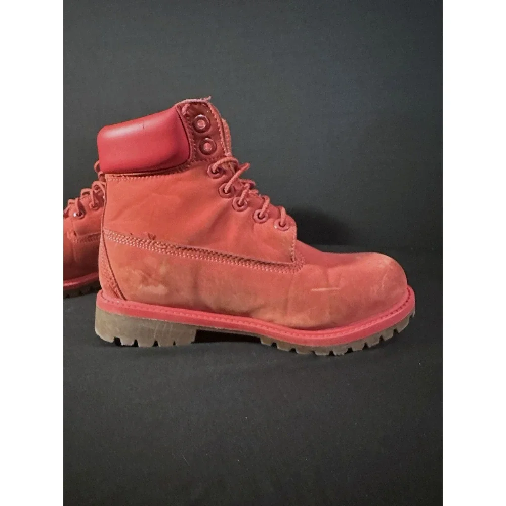 Timberland Juniors Red Nubuck Boots Size 6 Classic‎ Lace Up Waterproof Outdoor